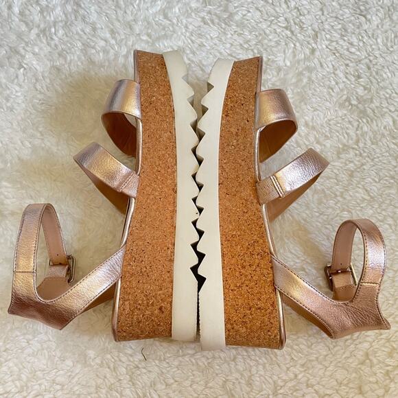 STEVE MADDEN Kirsten Rose Leather Platform Wedge Sandals Strappy Platform 10 - Picture 7 of 12